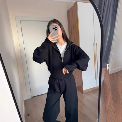 Isabelle | Luxe Knit Jacket & Wide-Leg Pants Set