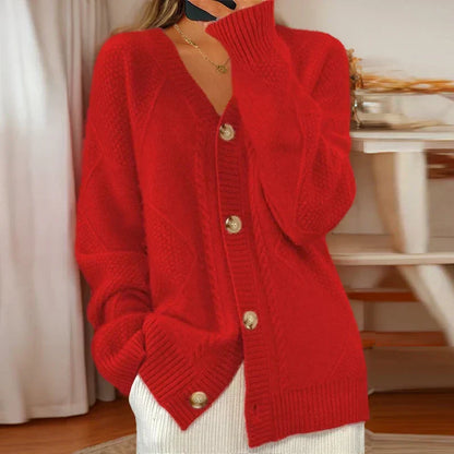 Nancy | Women's Button-Front Cable Knit Cardigan