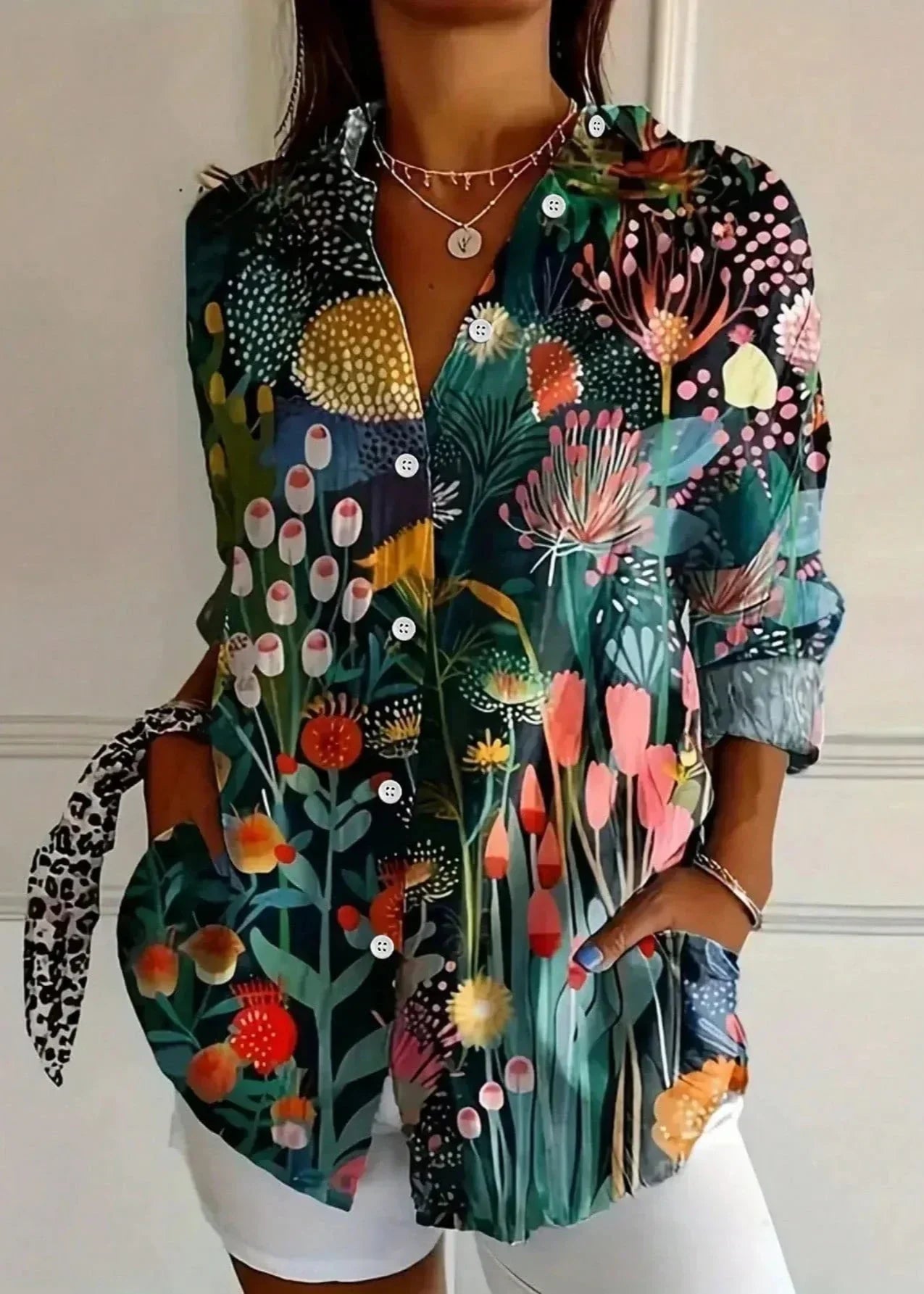 Xanthe | Printed Cotton Button-Up Blouse