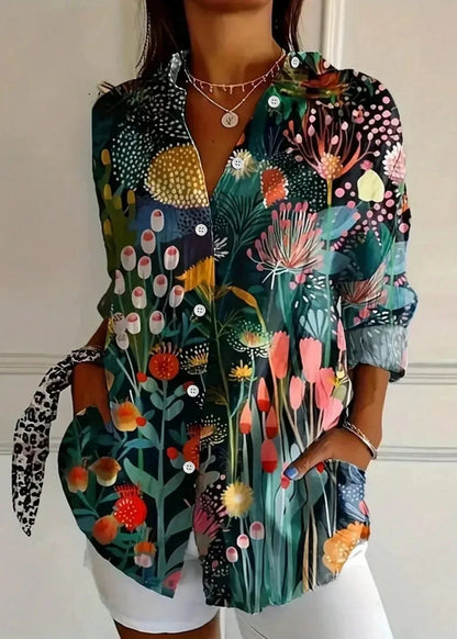 Xanthe | Printed Cotton Button-Up Blouse