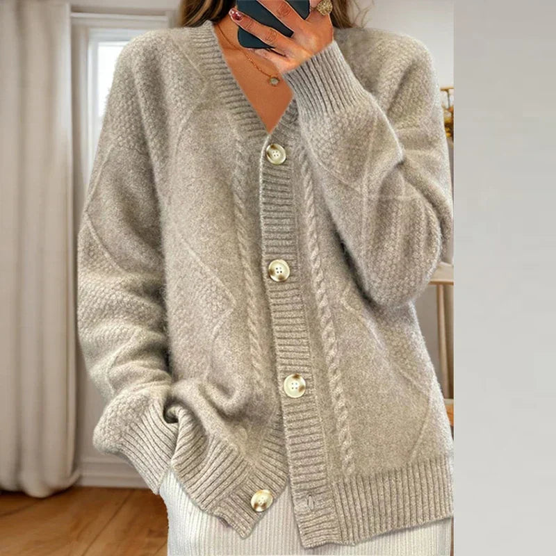 Nancy | Women's Button-Front Cable Knit Cardigan