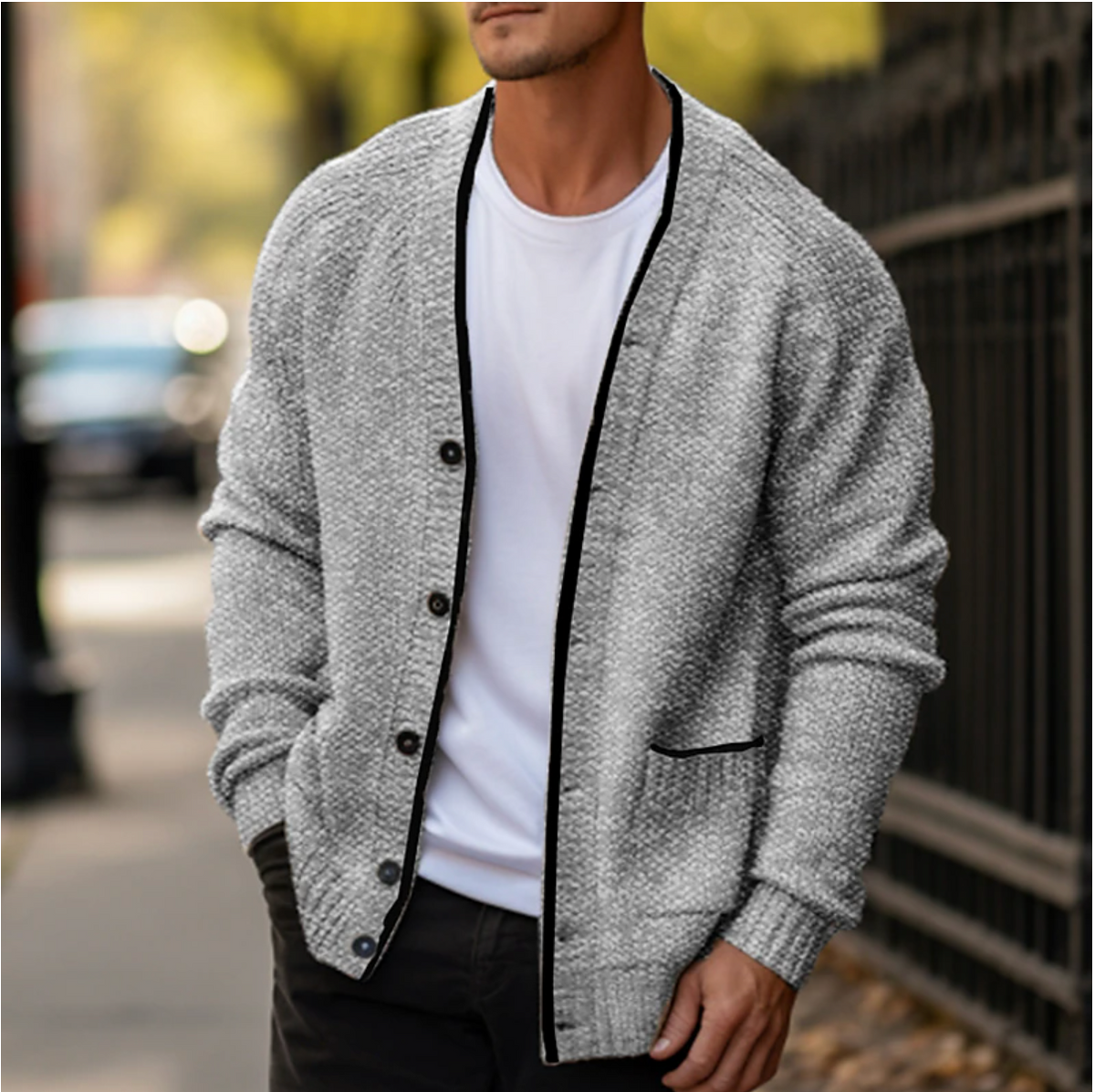 Frazer | Pocket Front V-Neck Cardigan