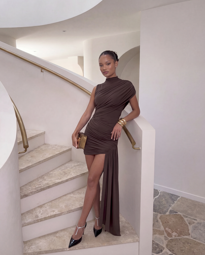 Josie | Women's Off-Shoulder High Neck Mini Dress