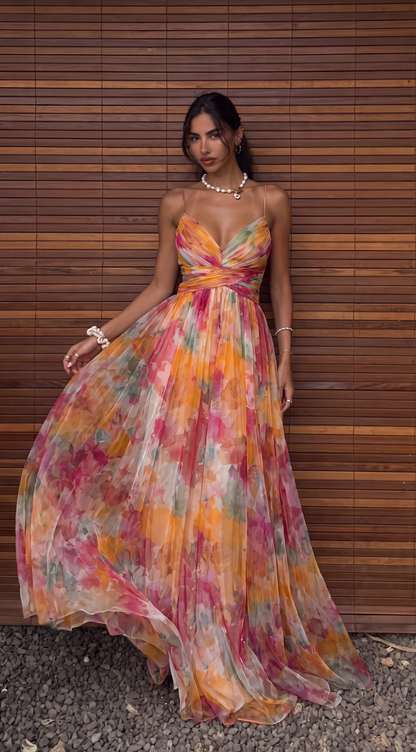 Isolde | Women's Floral Print V-Neck Maxi Dress