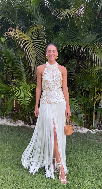 Lila | Shell Bodice Fringe Maxi Dress