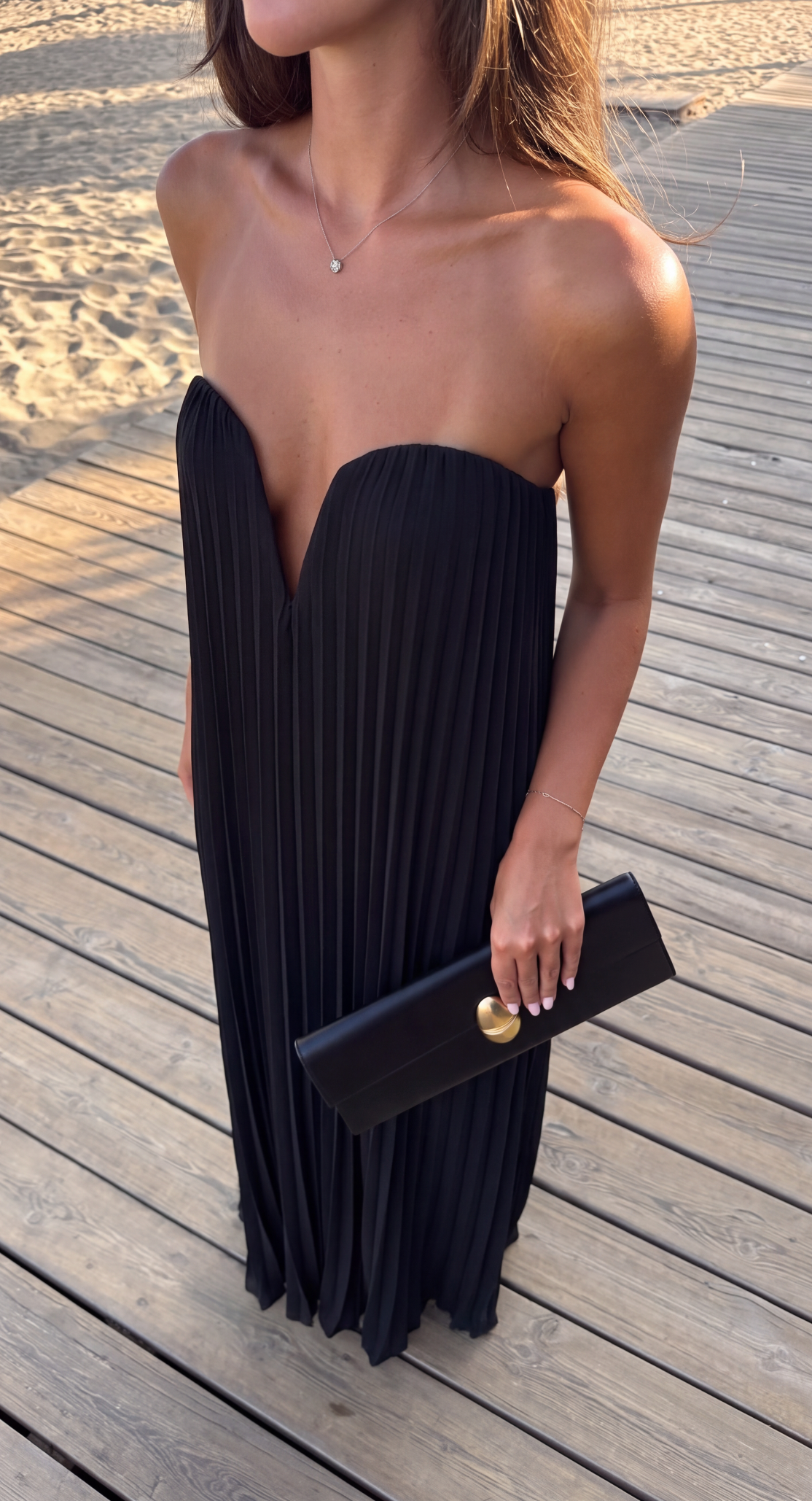 Portia | Strapless Pleated Maxi Dress