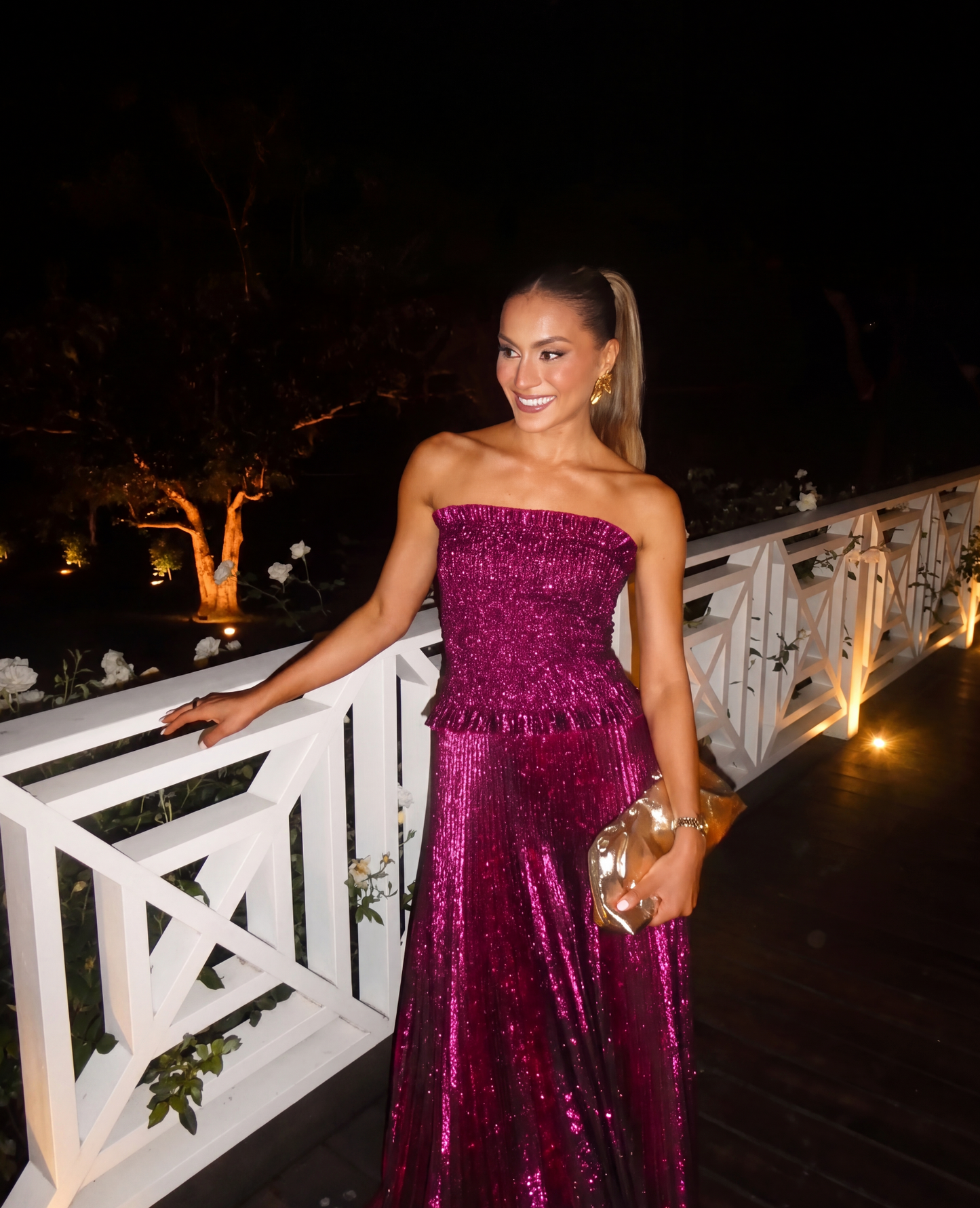 Maya | Strapless Glitter Maxi Dress
