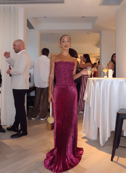 Maya | Strapless Glitter Maxi Dress