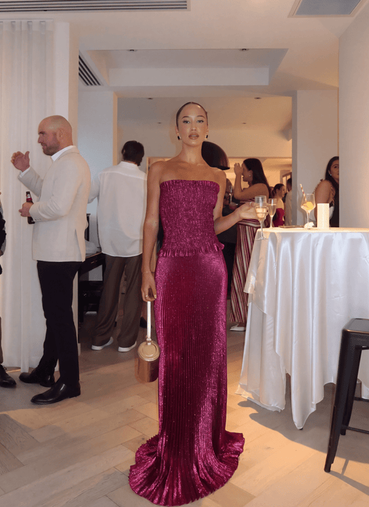 Maya | Strapless Glitter Maxi Dress