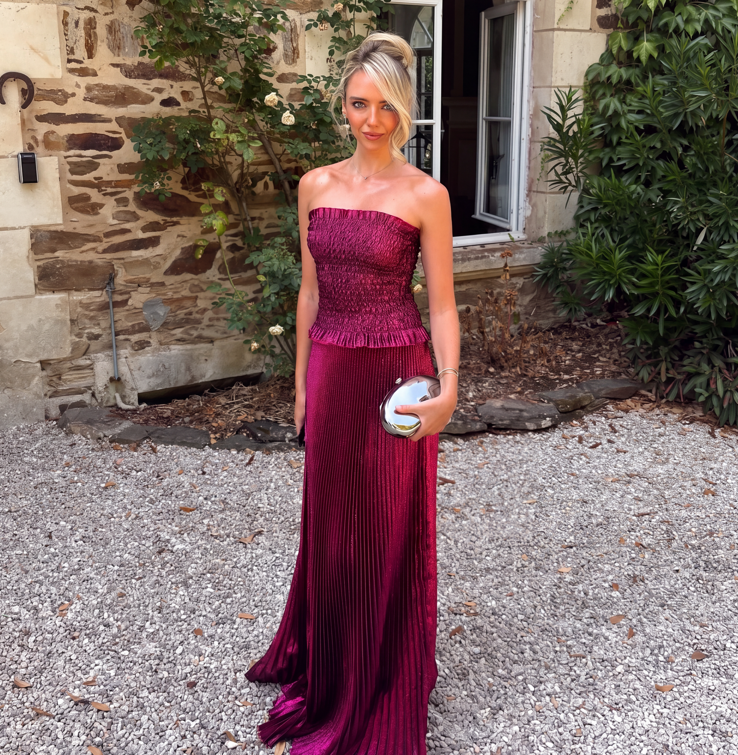 Maya | Strapless Glitter Maxi Dress