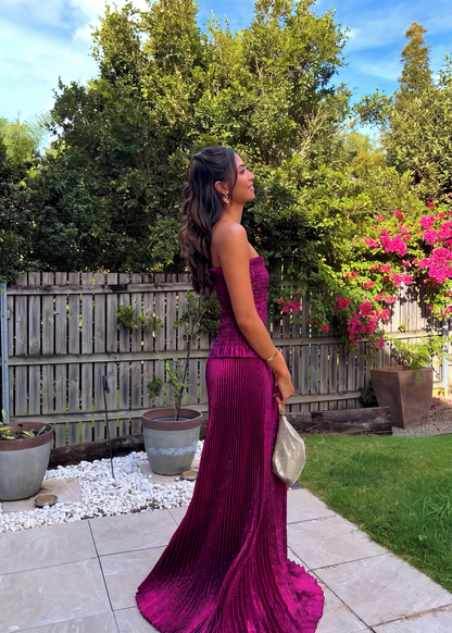 Maya | Strapless Glitter Maxi Dress