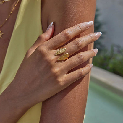Angel Wings Open Cuff Ring