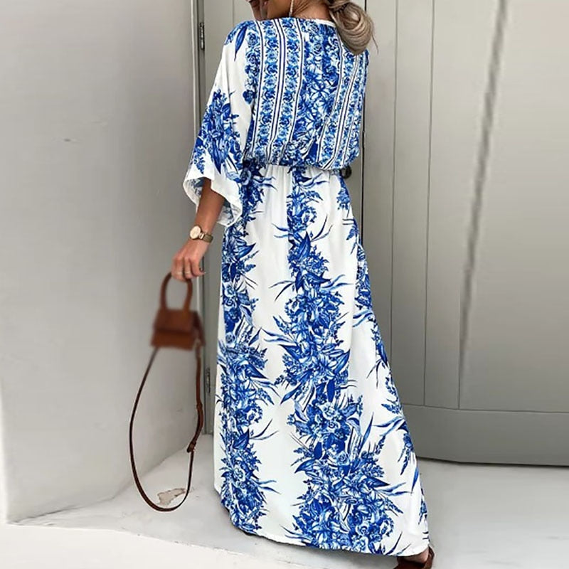 Fern | Loose Maxi Dress with Belt and Split