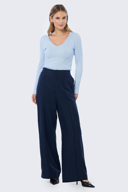 Tailored Pintuck Pants - Navy