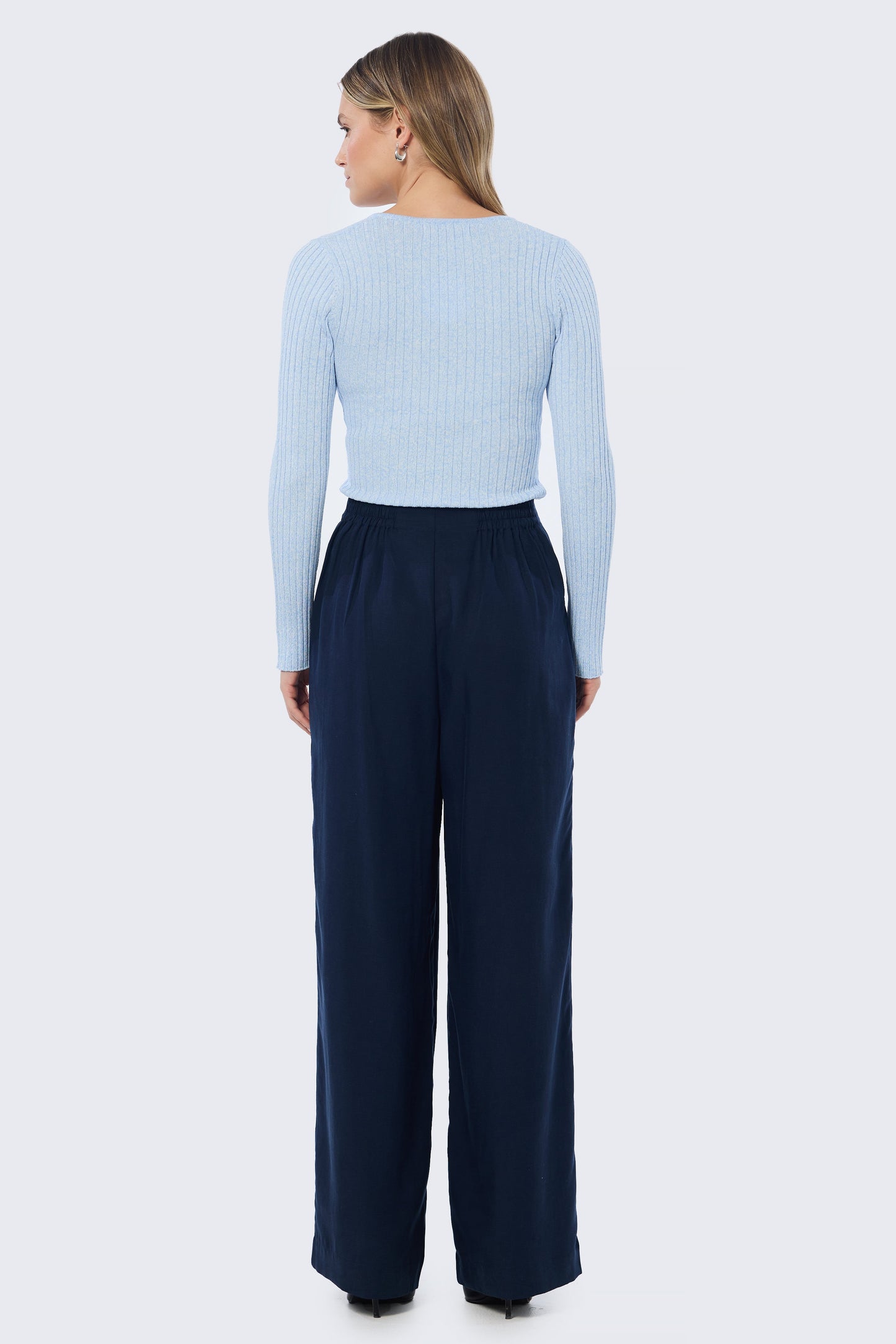 Tailored Pintuck Pants - Navy