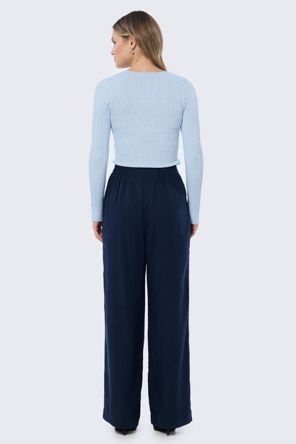 Tailored Pintuck Pants - Navy