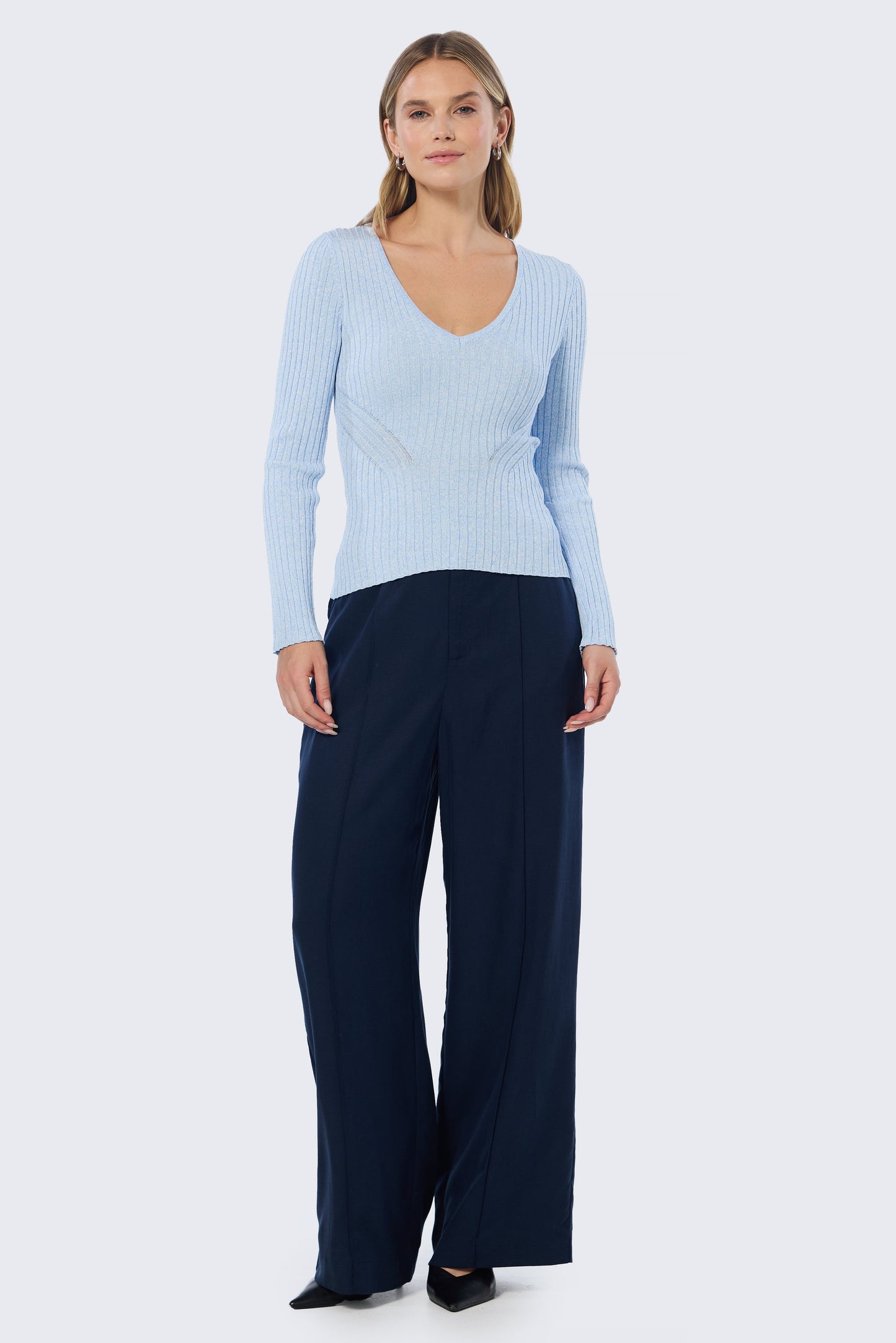 Tailored Pintuck Pants - Navy