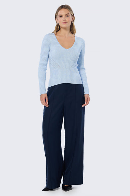 Tailored Pintuck Pants - Navy
