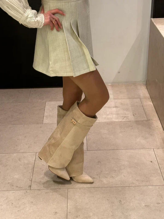 Perdita | Slouch Knee High Heeled Boots Relaxed Silhouette