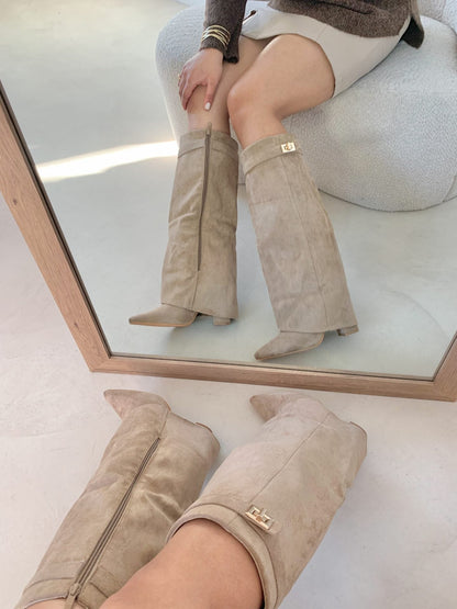 Perdita | Slouch Knee High Heeled Boots Relaxed Silhouette