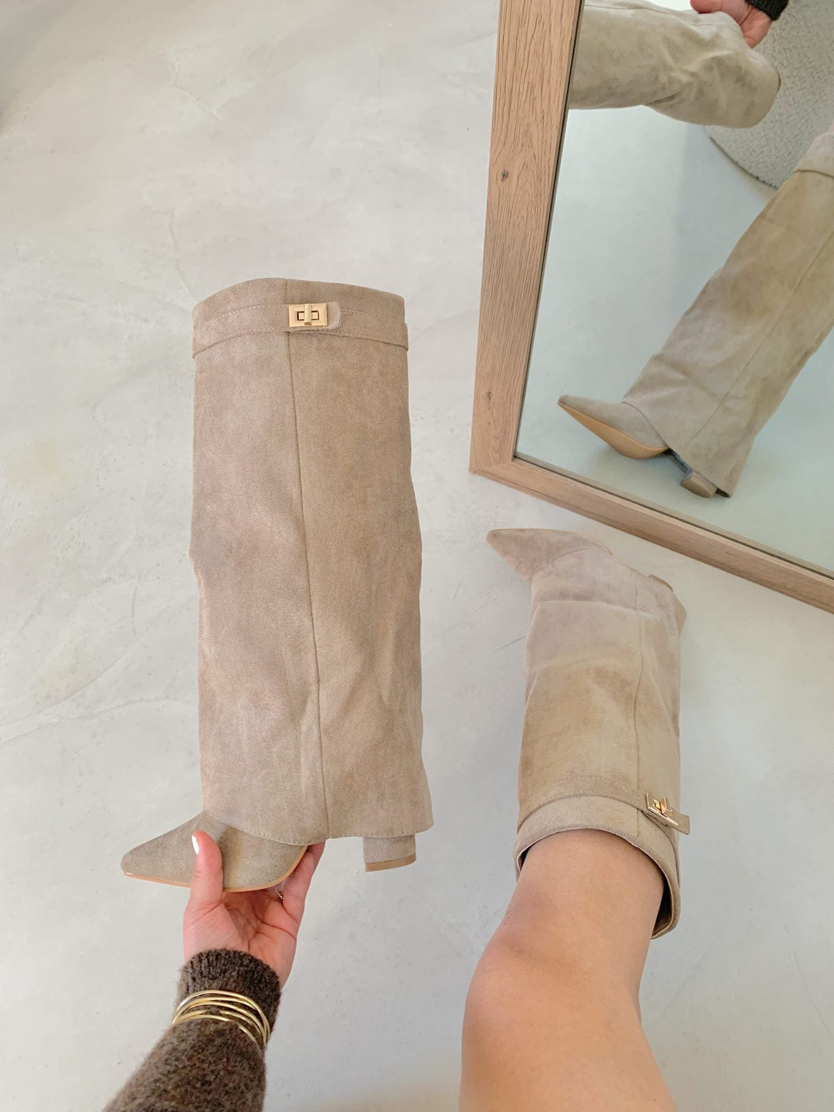 Perdita | Slouch Knee High Heeled Boots Relaxed Silhouette