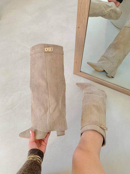 Perdita | Slouch Knee High Heeled Boots Relaxed Silhouette