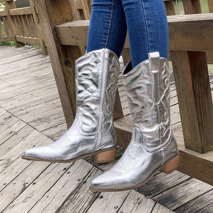 Nadia | Women's Embroidered Mid-Calf Cowboy Boots