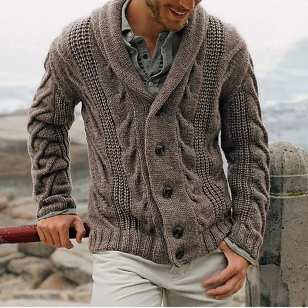 Otto | Cable Knit Shawl Collar Cardigan
