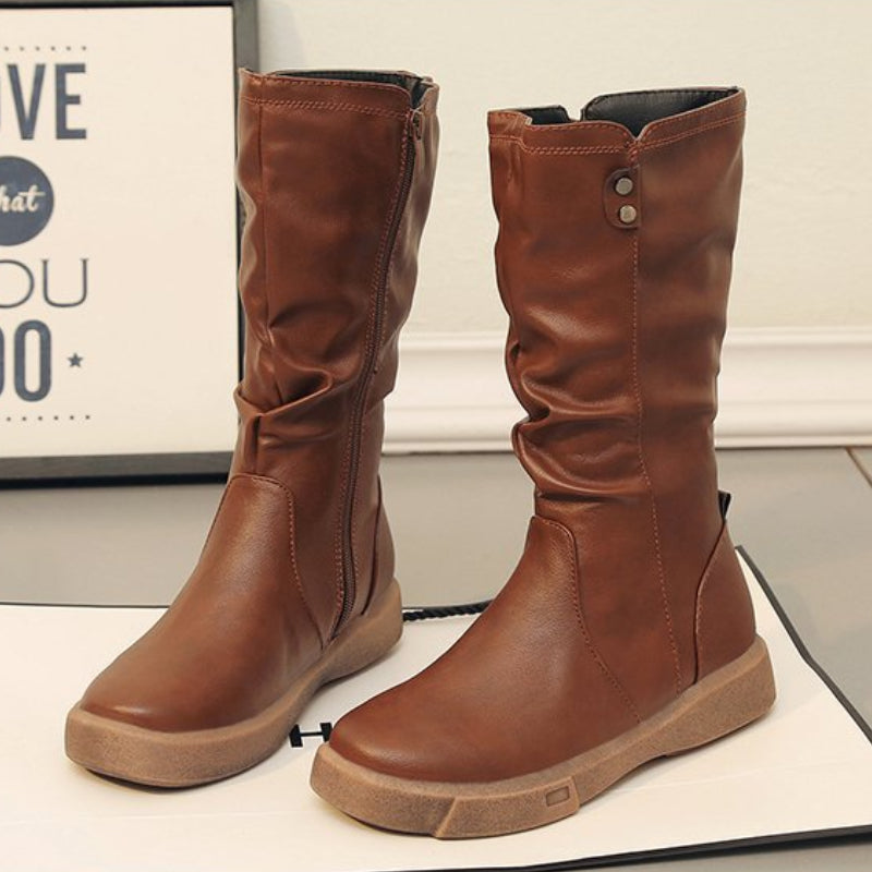Tabitha | Slouchy Mid Calf Vegan Leather Boots