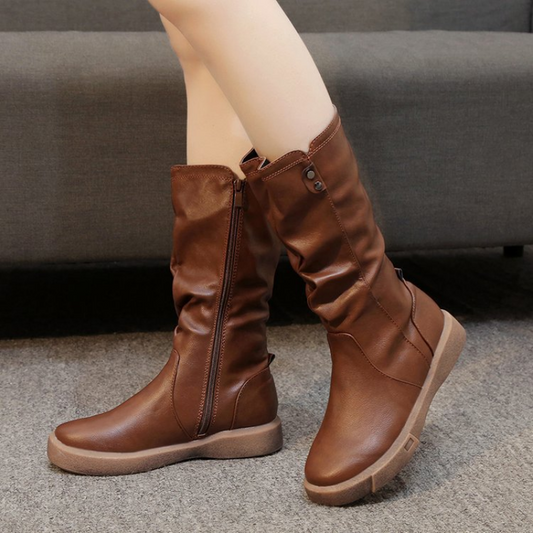 Tabitha | Slouchy Mid Calf Vegan Leather Boots