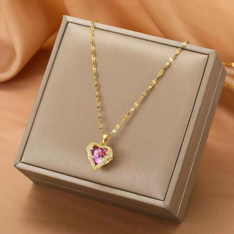 Sofia Amoretti Crystal Heart Pendant Necklace