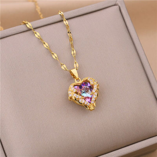 Sofia Amoretti Crystal Heart Pendant Necklace