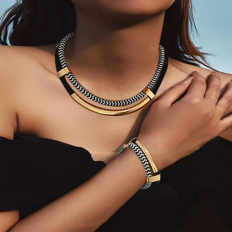 Sofia Amoretti Braided Necklace and Bracelet Set