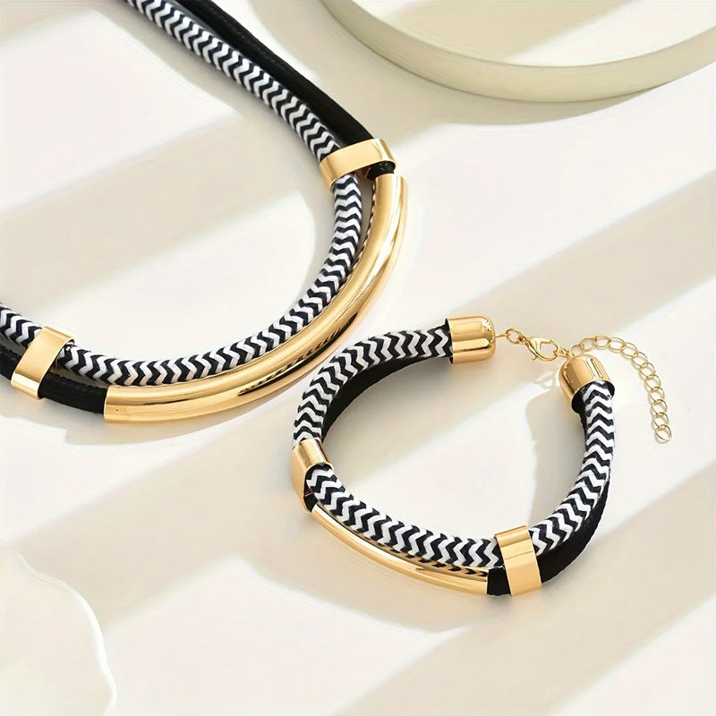 Sofia Amoretti Braided Necklace and Bracelet Set