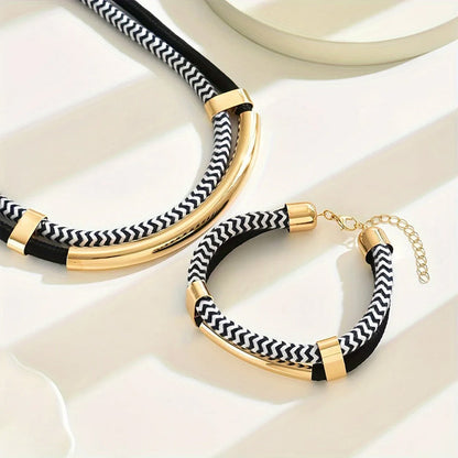 Sofia Amoretti Braided Necklace and Bracelet Set