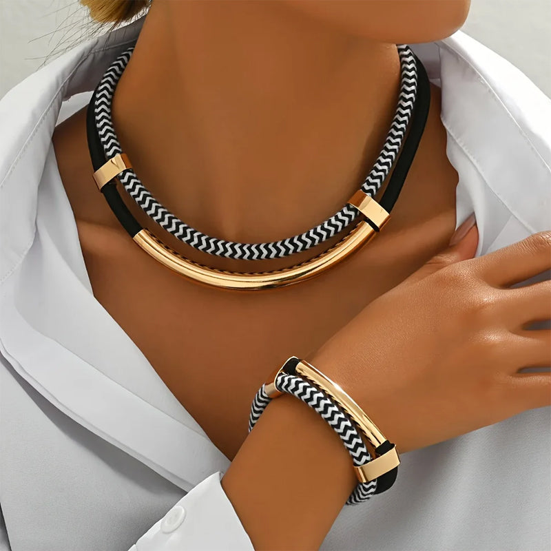Sofia Amoretti Braided Necklace and Bracelet Set