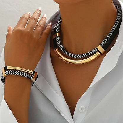 Sofia Amoretti Braided Necklace and Bracelet Set