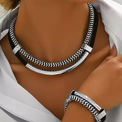 Sofia Amoretti Braided Necklace and Bracelet Set