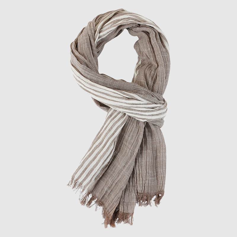 Soft Lightweight Striped Fringe Scarf