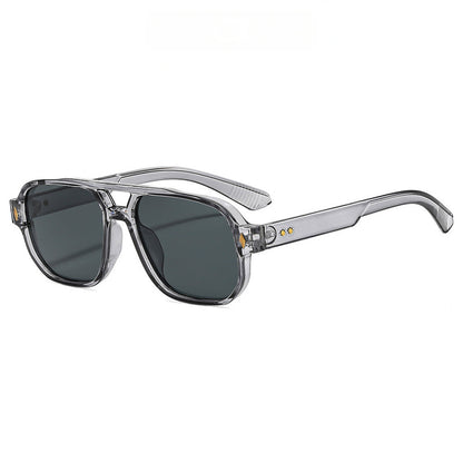 Square Frame Sunglasses with Double-Bridge Accent