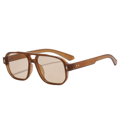 Square Frame Sunglasses with Double-Bridge Accent