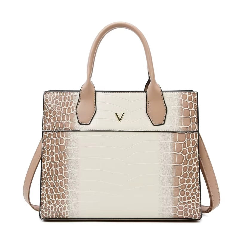 Square Tote Handbag Set with Textured Surface