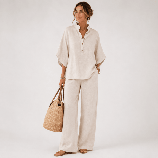 Tara | Linen Wide-Leg Two-Piece Set Women