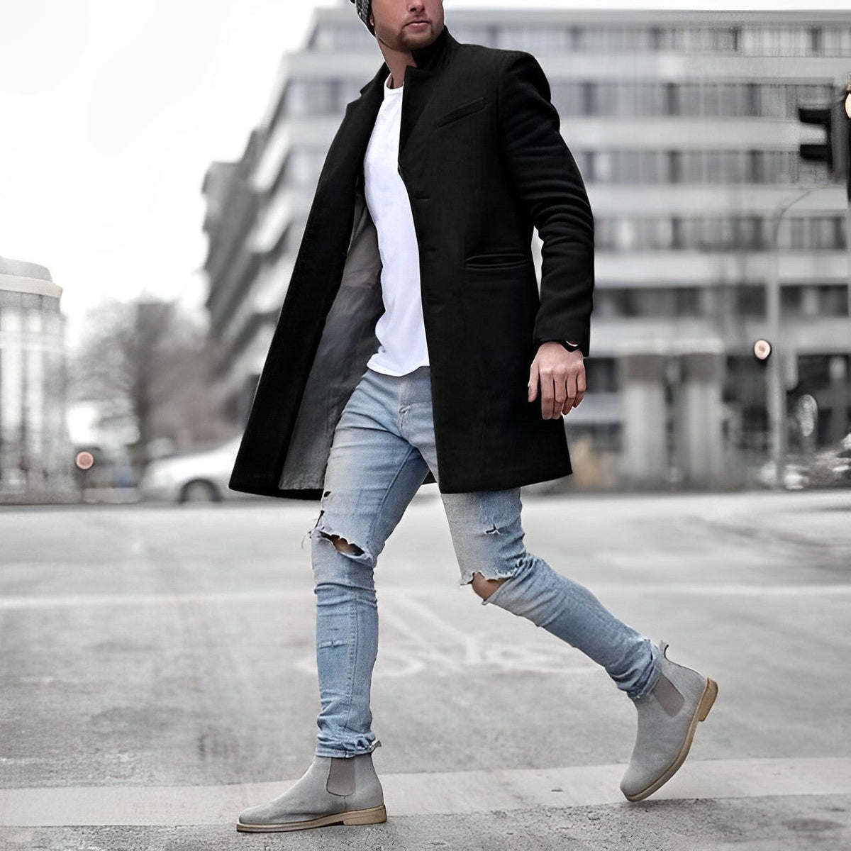 Teddy | Men's Slim-Fit Mid-Length Overcoat