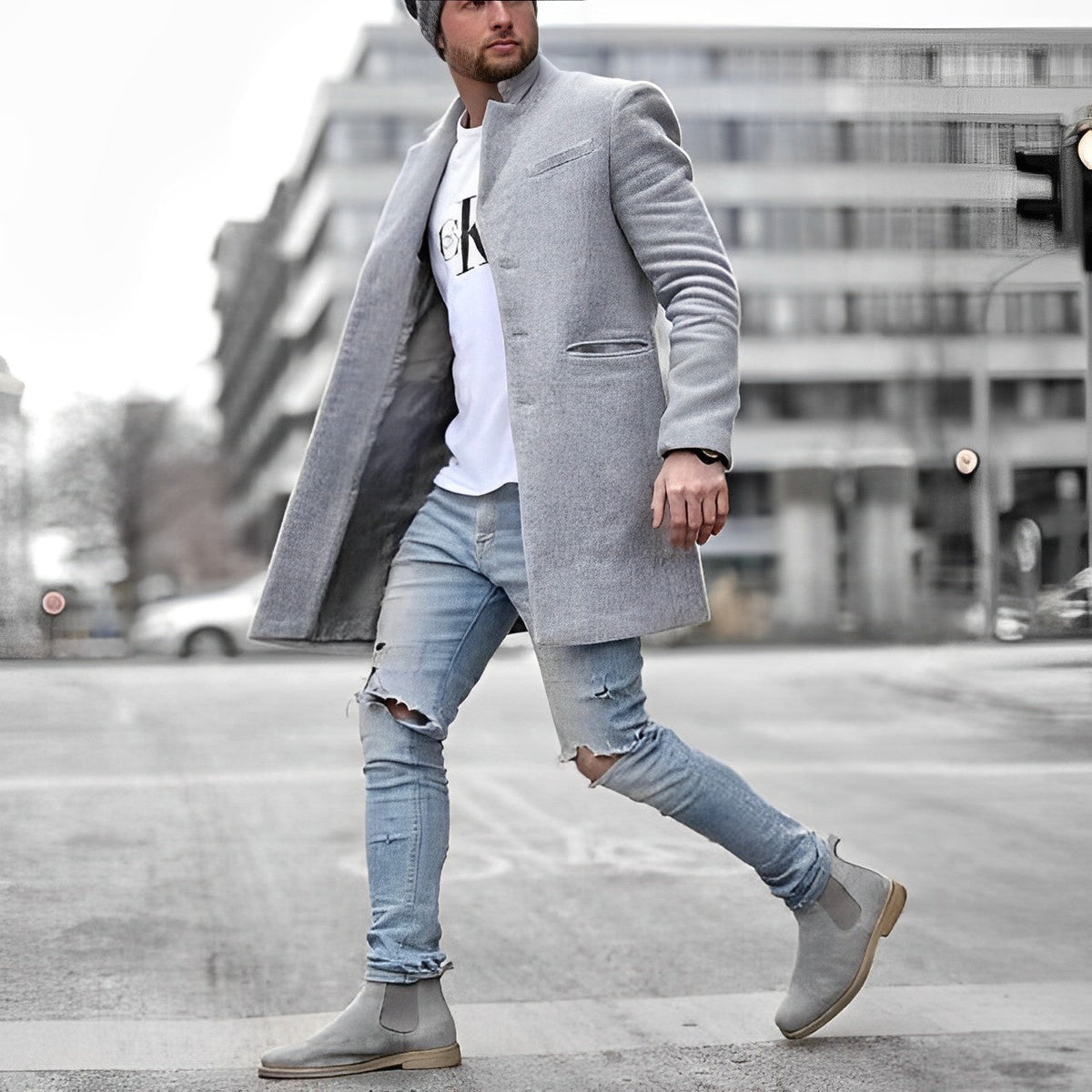 Teddy | Men's Slim-Fit Mid-Length Overcoat