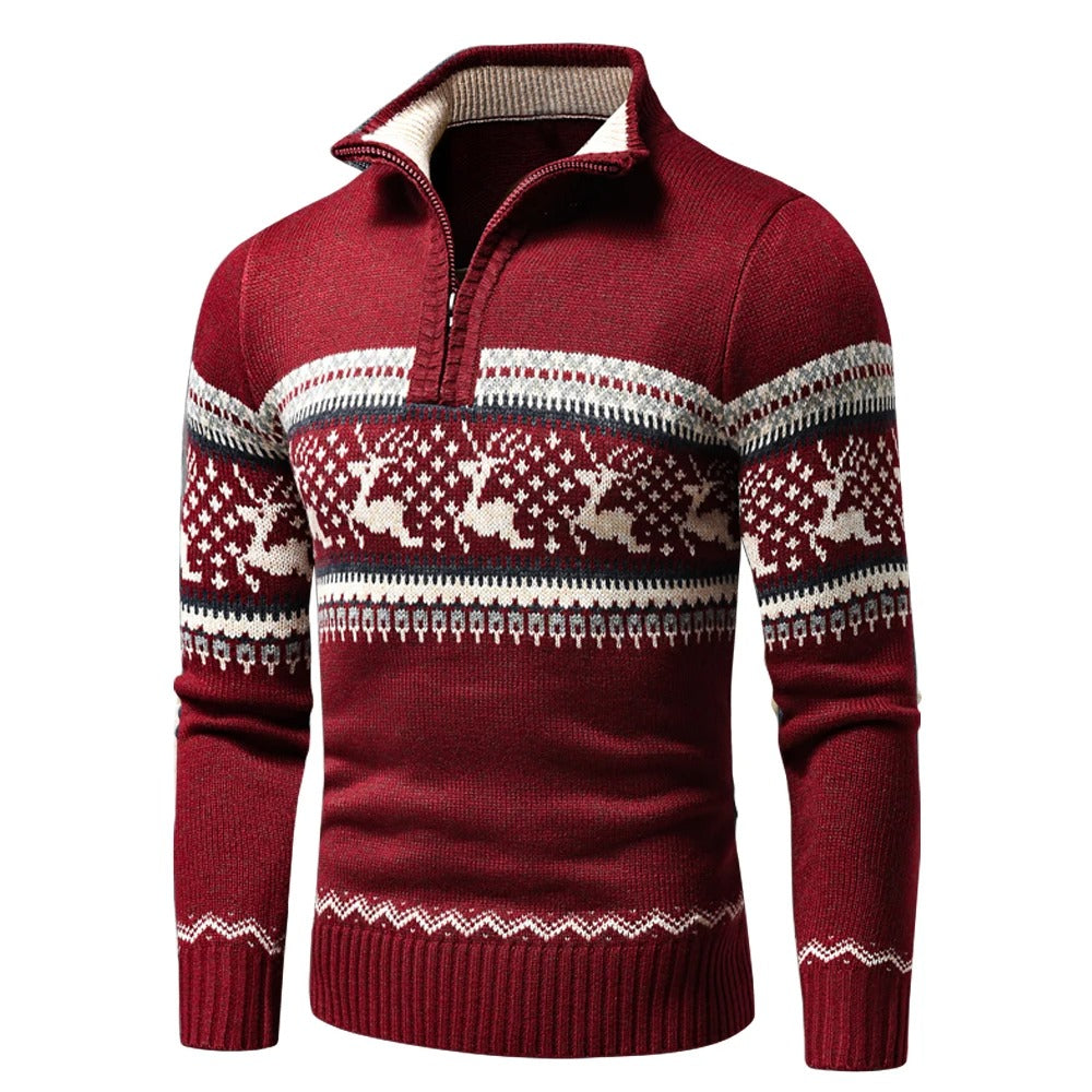 Rowan | Mens Jumpers Half Zip Christmas Pattern
