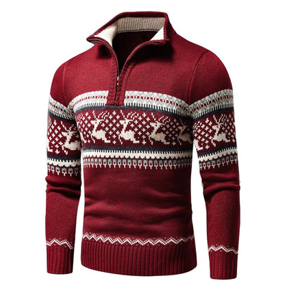 Rowan | Mens Jumpers Half Zip Christmas Pattern