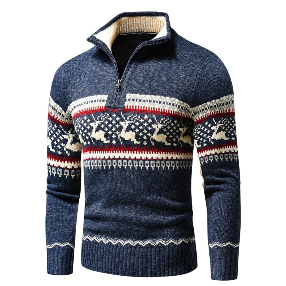 Rowan | Mens Jumpers Half Zip Christmas Pattern