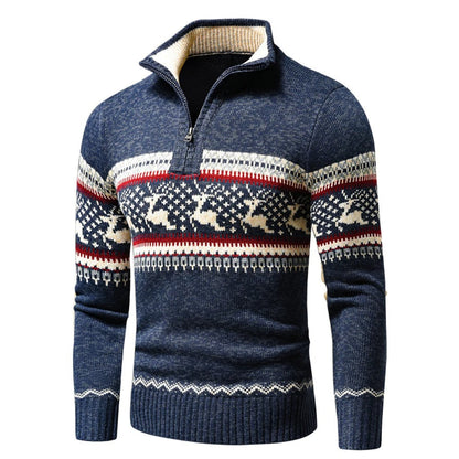 Rowan | Mens Jumpers Half Zip Christmas Pattern
