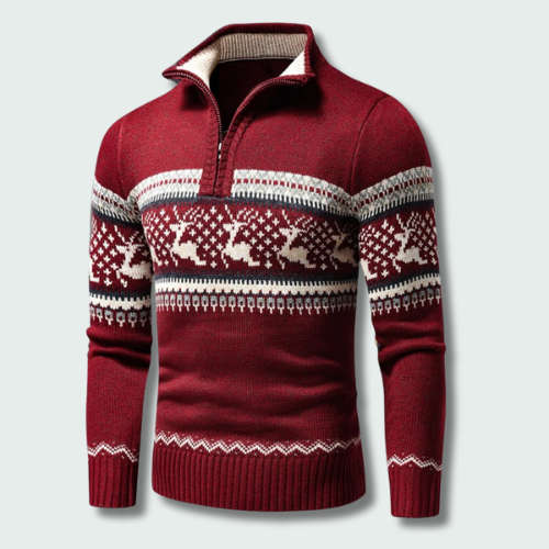 Rowan | Mens Jumpers Half Zip Christmas Pattern